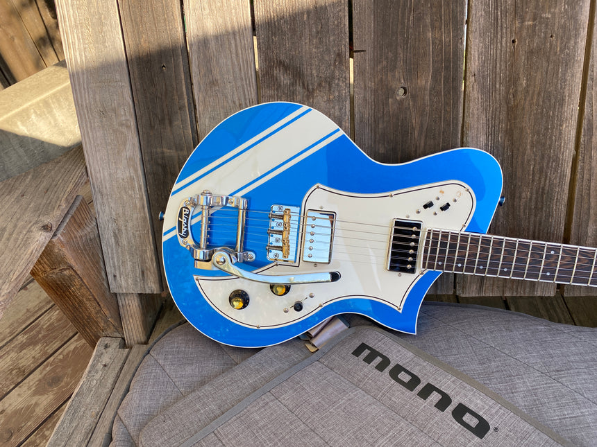 SOLD - Kauer Korona NEW 2021 Cobra Blue with Competition Stripe and Bigsby