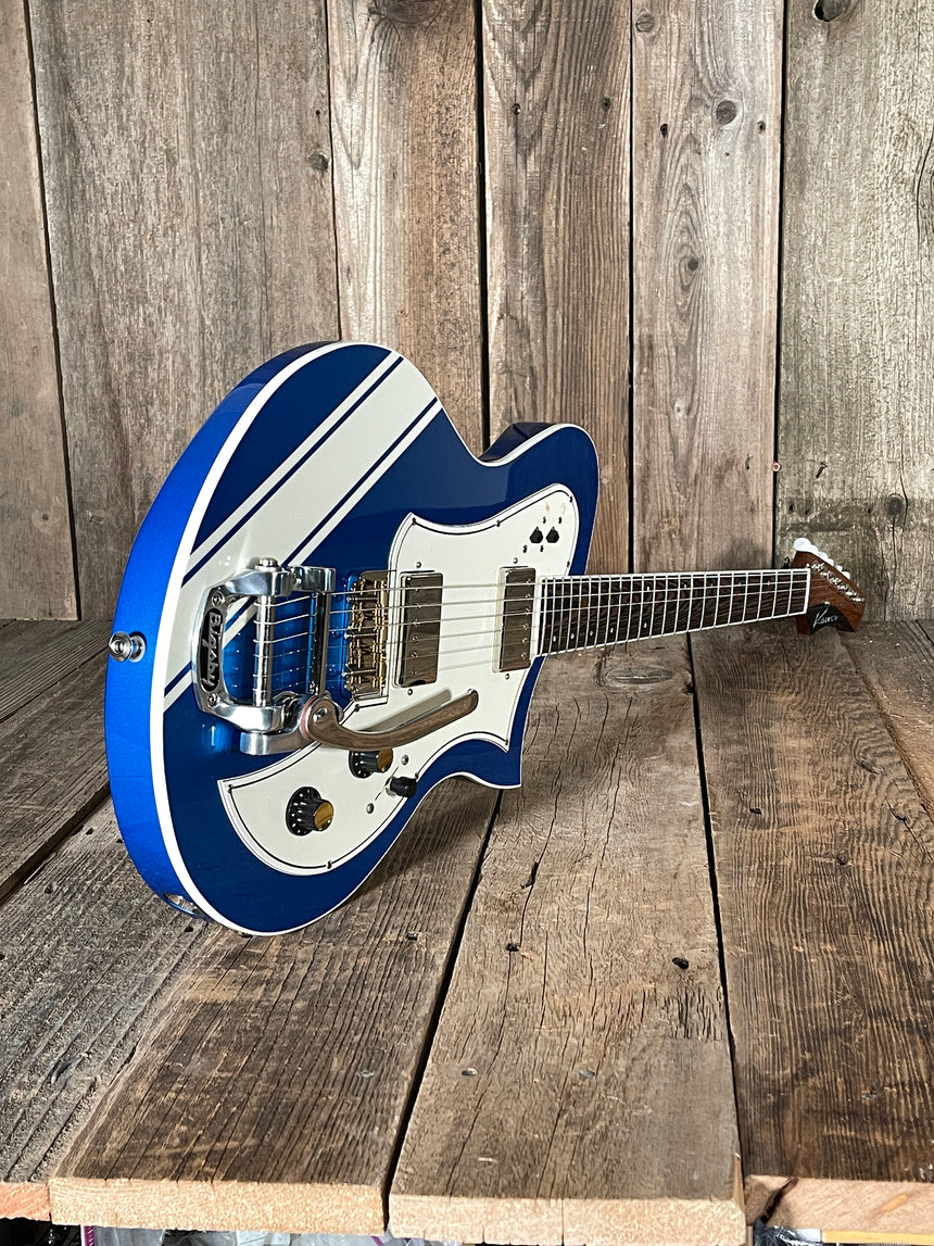 SOLD - Kauer Korona NEW 2021 Cobra Blue with Competition Stripe and Bigsby
