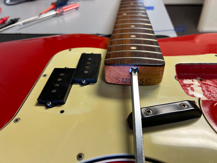 SOLD - Fender Precision Bass 1965 Fiesta Red L Plate Fiesta Red Body Only Refin 8lb 3oz