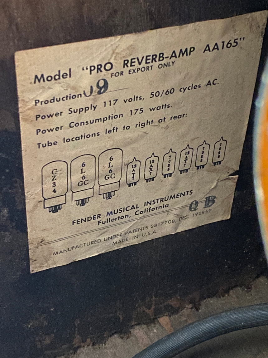 SOLD - Fender Blackpanel Pro Reverb Export Model AA165 1967