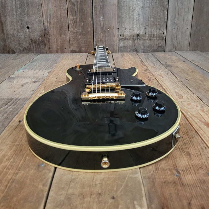 SOLD - Burny RLC 60 Les Paul Custom Black Beauty Split Diamond 1980s - Mahar's Vintage Guitars