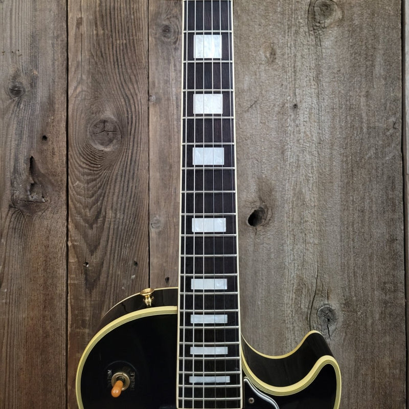 SOLD - Burny RLC 60 Les Paul Custom Black Beauty Split Diamond 1980s - Mahar's Vintage Guitars