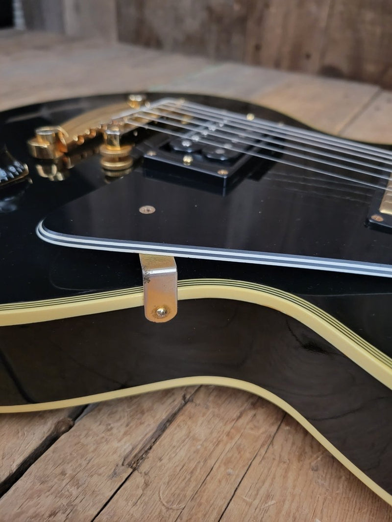 SOLD - Burny RLC 60 Les Paul Custom Black Beauty Split Diamond 1980s - Mahar's Vintage Guitars