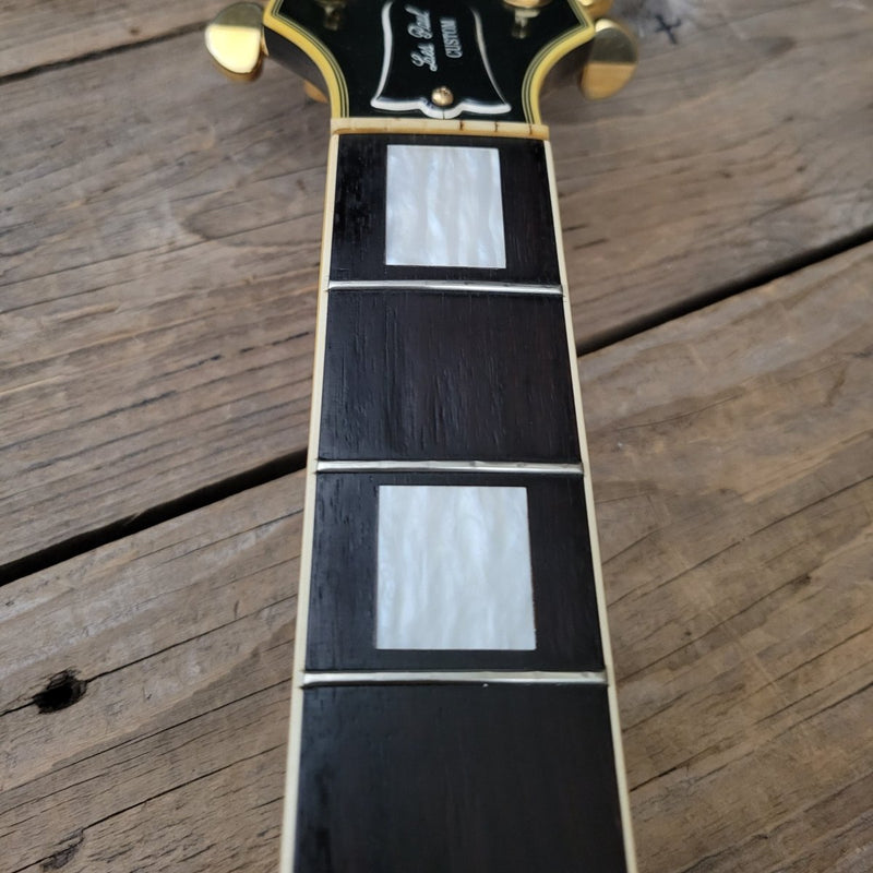 SOLD - Burny RLC 60 Les Paul Custom Black Beauty Split Diamond 1980s - Mahar's Vintage Guitars