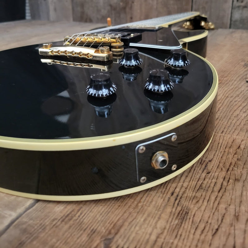 SOLD - Burny RLC 60 Les Paul Custom Black Beauty Split Diamond 1980s - Mahar's Vintage Guitars