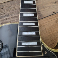 SOLD - Burny RLC 60 Les Paul Custom Black Beauty Split Diamond 1980s - Mahar's Vintage Guitars