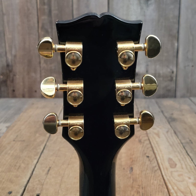 SOLD - Burny RLC 60 Les Paul Custom Black Beauty Split Diamond 1980s - Mahar's Vintage Guitars