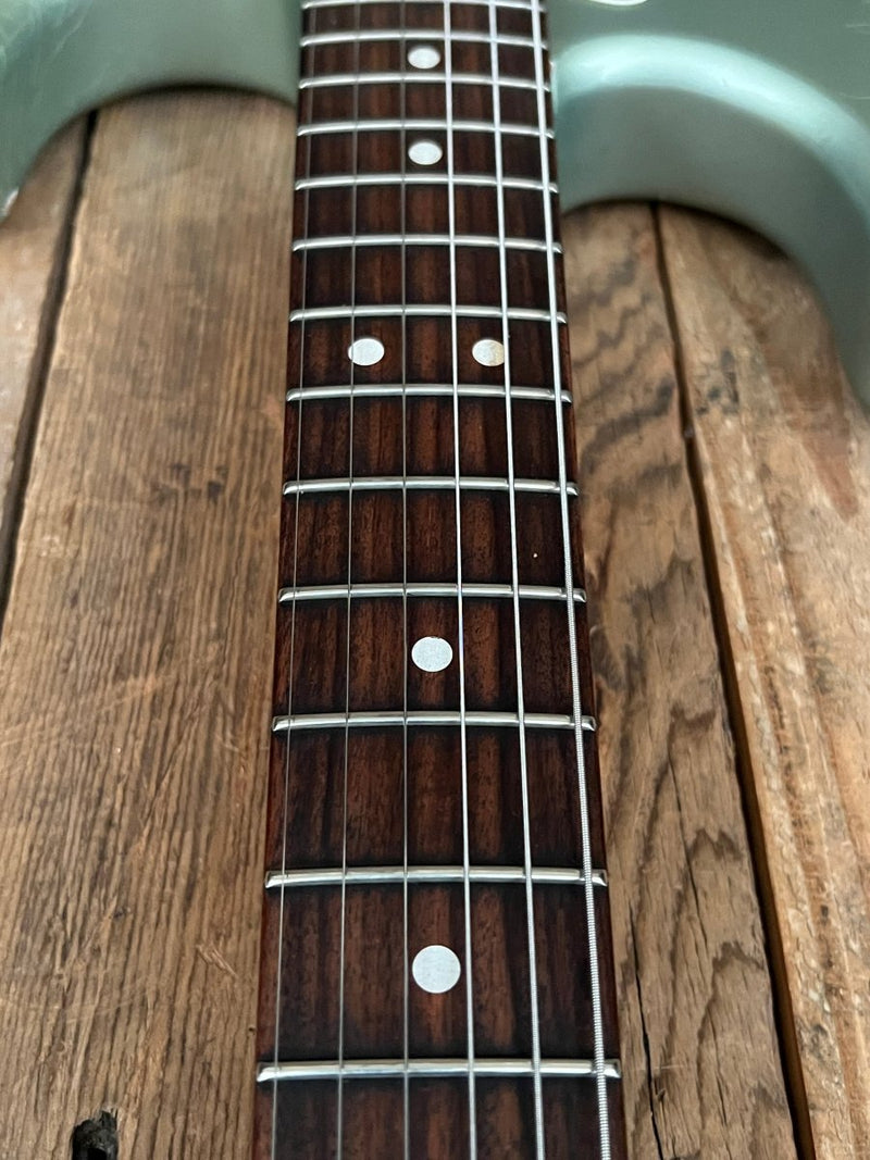 SOLD - Danocaster Double Cut 2021 Ice Blue Metallic - Mahar's Vintage Guitars