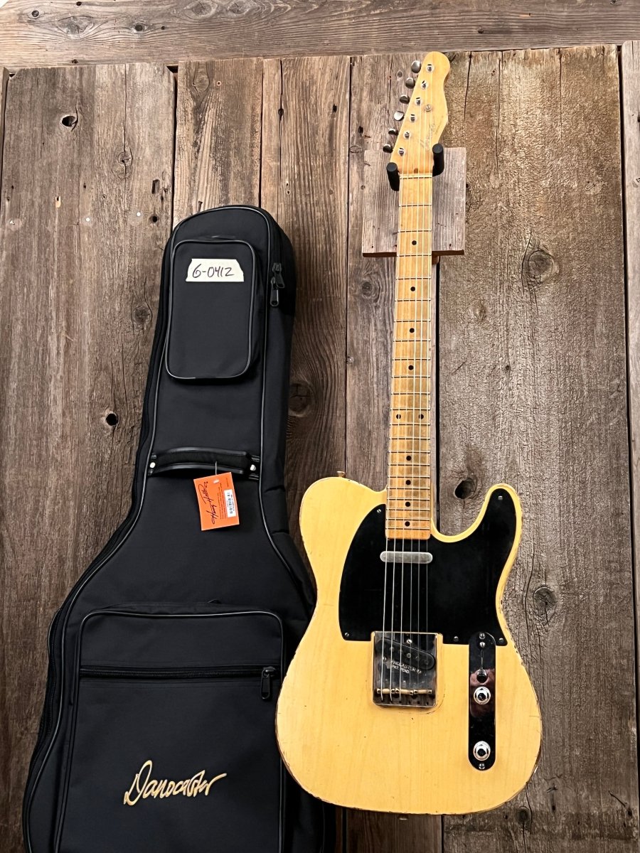SOLD - Danocaster Telecaster Butterscotch Blonde Black Guard 2022 - Mahar's Vintage Guitars