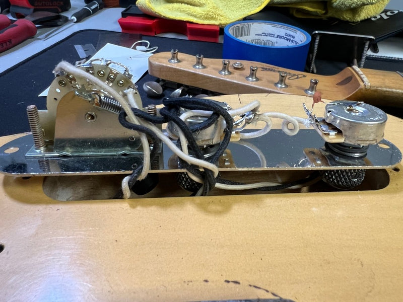 SOLD - Danocaster Telecaster Butterscotch Blonde Black Guard 2022 - Mahar's Vintage Guitars