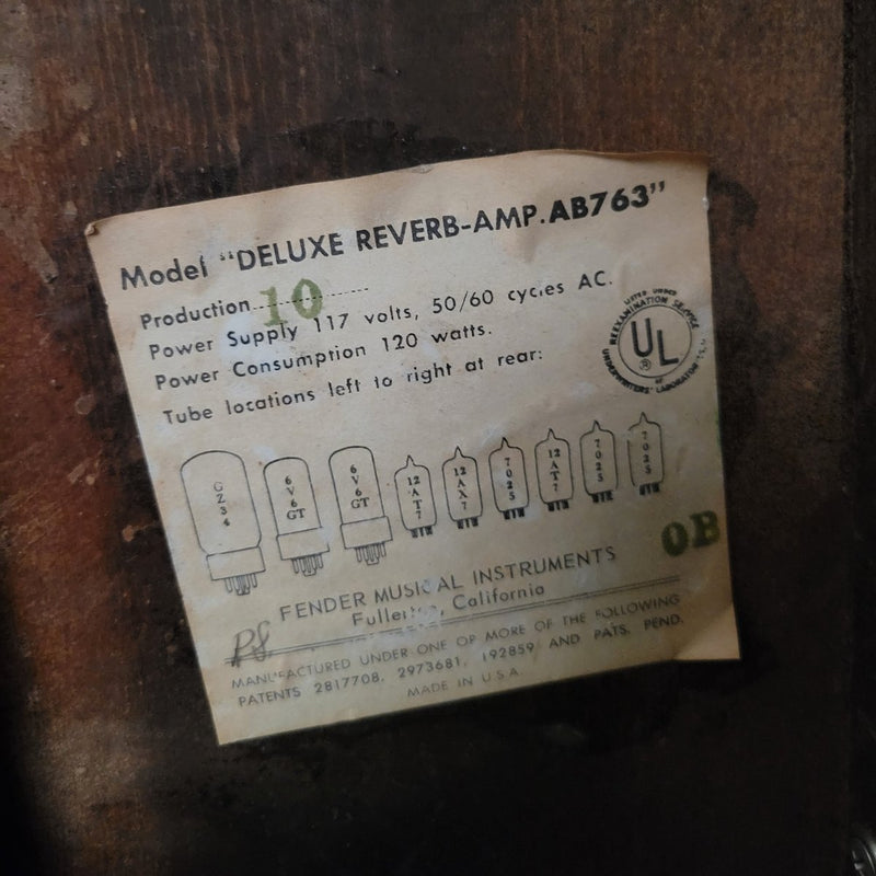 SOLD - Fender Deluxe Reverb AB763 February 1965 Earliest CBS "Colombia" - Mahar's Vintage Guitars