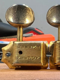 SOLD - Fender Double line gold tuners w/screws, no bushings. 1964 - 1969 - Mahar's Vintage Guitars