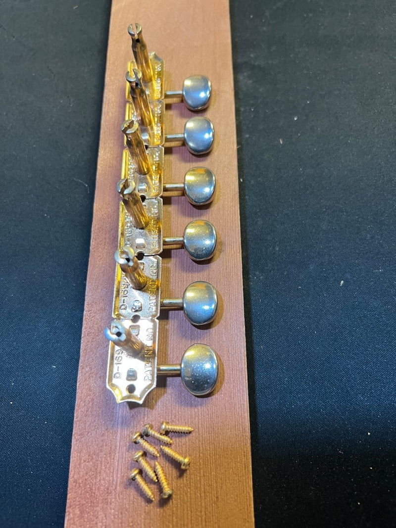SOLD - Fender Double line gold tuners w/screws, no bushings. 1964 - 1969 - Mahar's Vintage Guitars