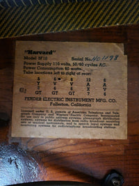 SOLD - Fender Harvard 5F10 All Original except for re - tweed 1957 - Mahar's Vintage Guitars