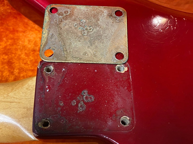 SOLD - Fender Jaguar 1964 Candy Apple Red with Gold Hardware! - Mahar's Vintage Guitars