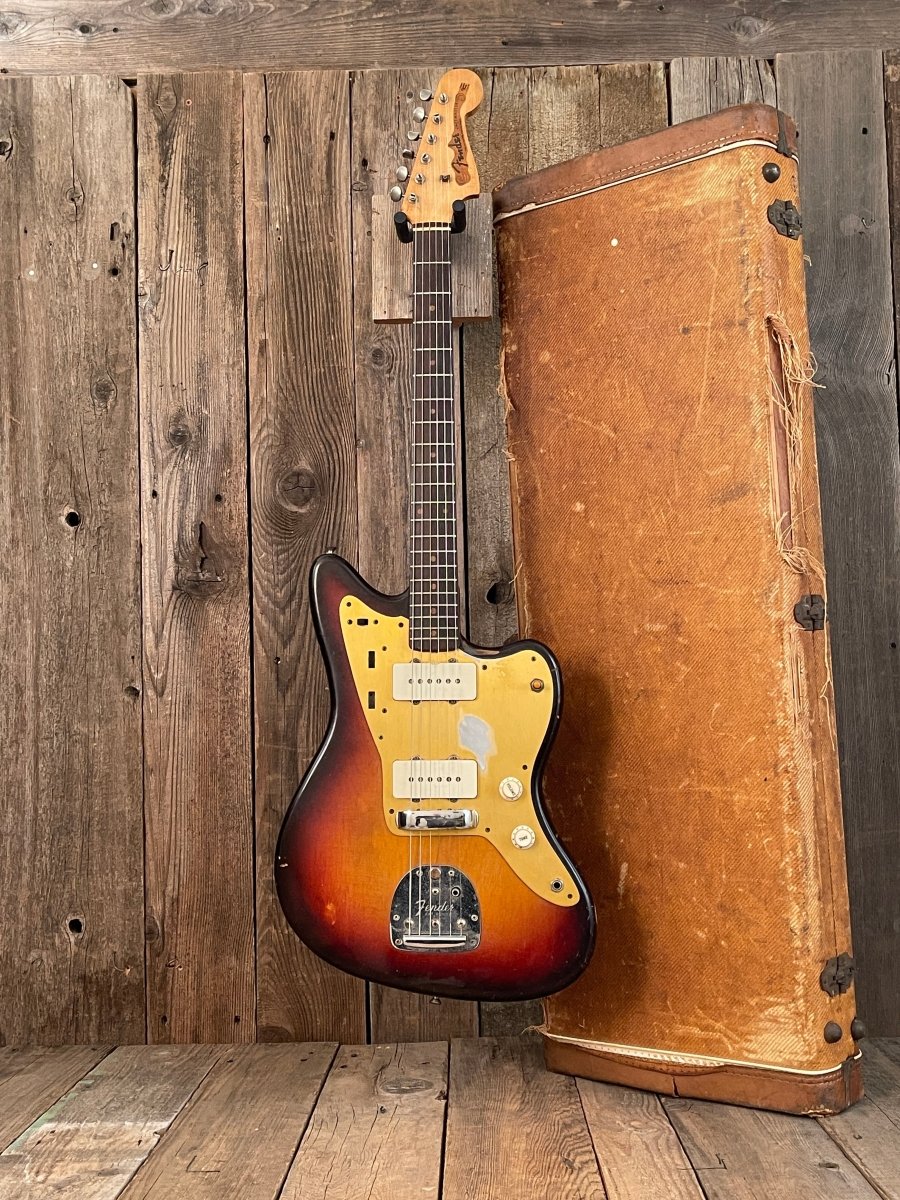 SOLD - Fender Jazzmaster 1958 First Year Slab Board Gold Guard - Mahar's Vintage Guitars