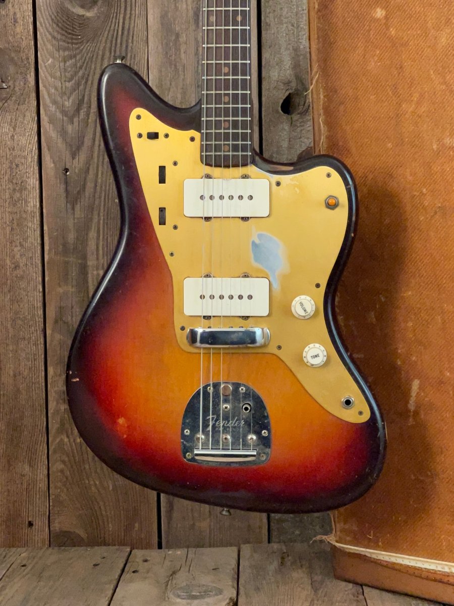 SOLD - Fender Jazzmaster 1958 First Year Slab Board Gold Guard - Mahar's Vintage Guitars