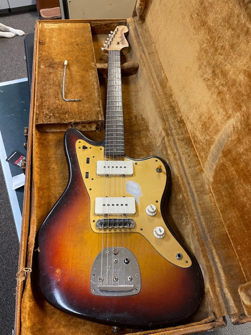 SOLD - Fender Jazzmaster 1958 First Year Slab Board Gold Guard - Mahar's Vintage Guitars