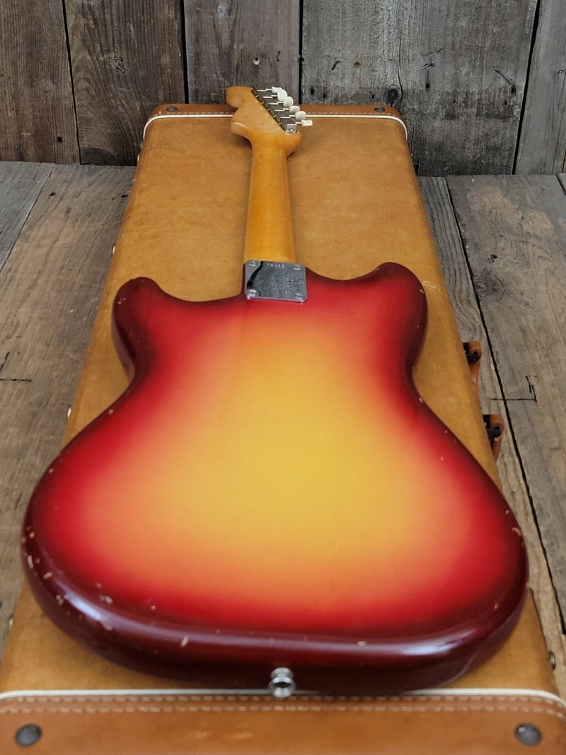 SOLD - Fender Musicmaster 1962 Maroon Burst Slab Board Pre CBS - Mahar's Vintage Guitars