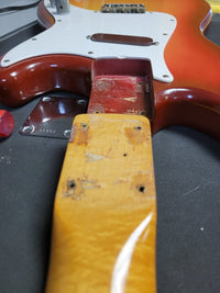 SOLD - Fender Musicmaster 1962 Maroon Burst Slab Board Pre CBS - Mahar's Vintage Guitars