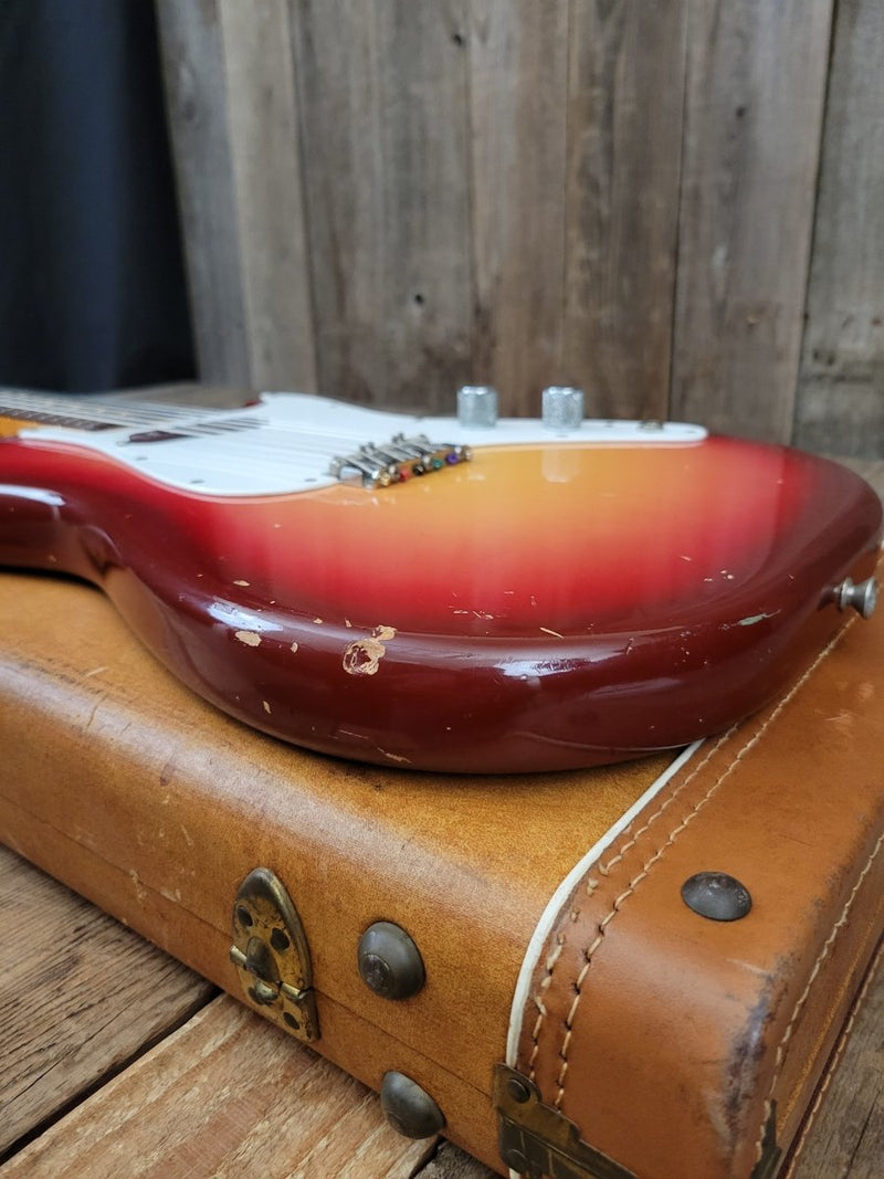 SOLD - Fender Musicmaster 1962 Maroon Burst Slab Board Pre CBS - Mahar's Vintage Guitars