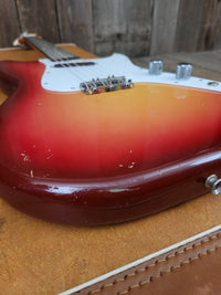 SOLD - Fender Musicmaster 1962 Maroon Burst Slab Board Pre CBS - Mahar's Vintage Guitars