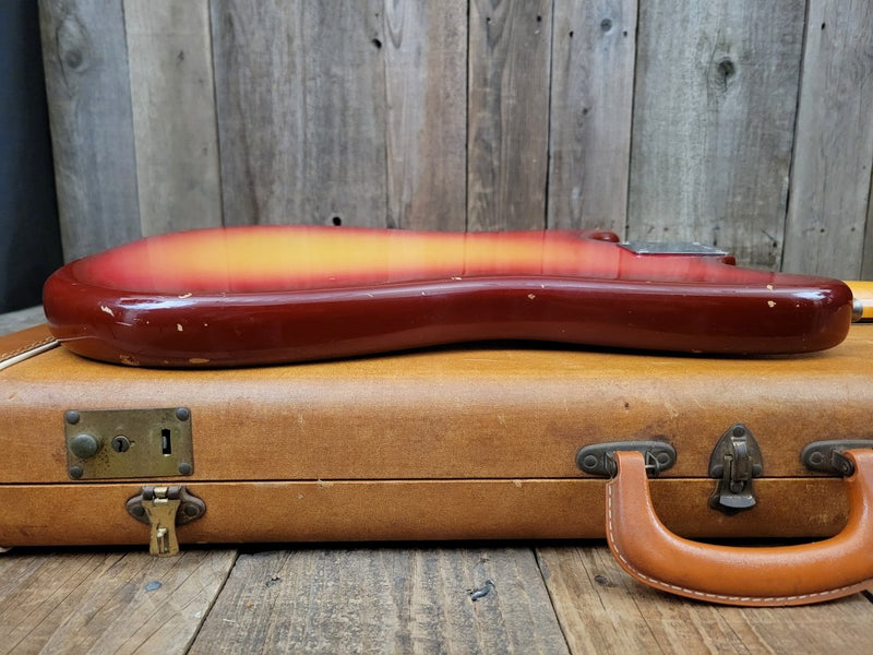 SOLD - Fender Musicmaster 1962 Maroon Burst Slab Board Pre CBS - Mahar's Vintage Guitars