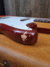 SOLD - Fender Musicmaster 1962 Maroon Burst Slab Board Pre CBS - Mahar's Vintage Guitars