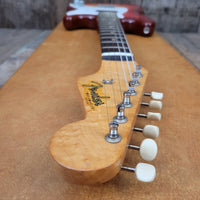 SOLD - Fender Musicmaster 1962 Maroon Burst Slab Board Pre CBS - Mahar's Vintage Guitars