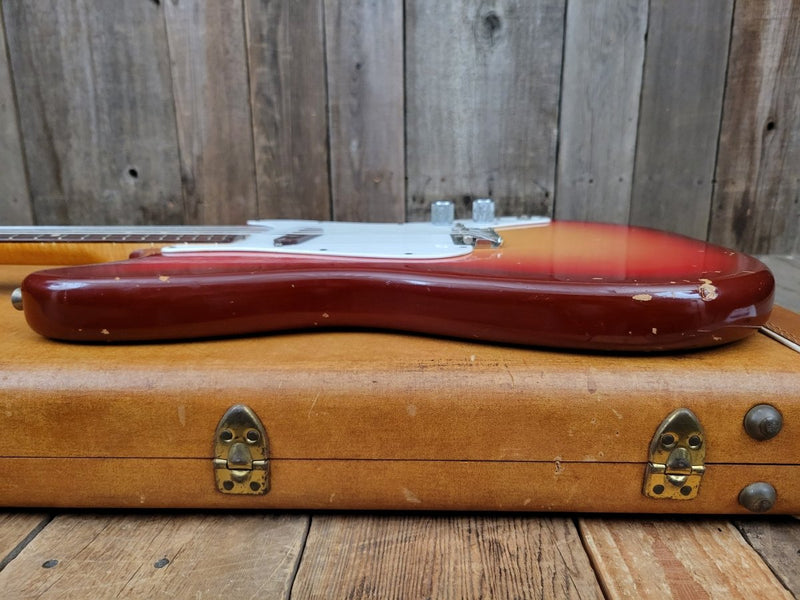 SOLD - Fender Musicmaster 1962 Maroon Burst Slab Board Pre CBS - Mahar's Vintage Guitars