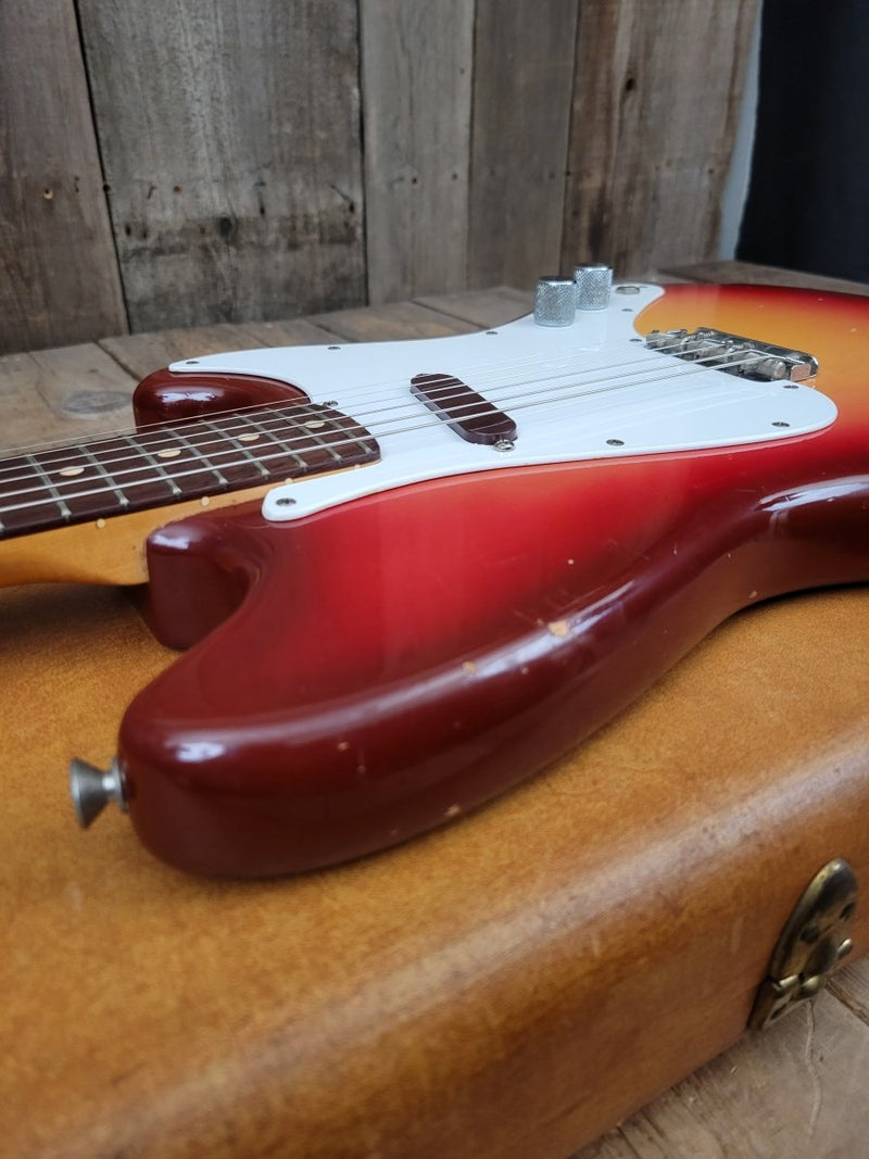 SOLD - Fender Musicmaster 1962 Maroon Burst Slab Board Pre CBS - Mahar's Vintage Guitars