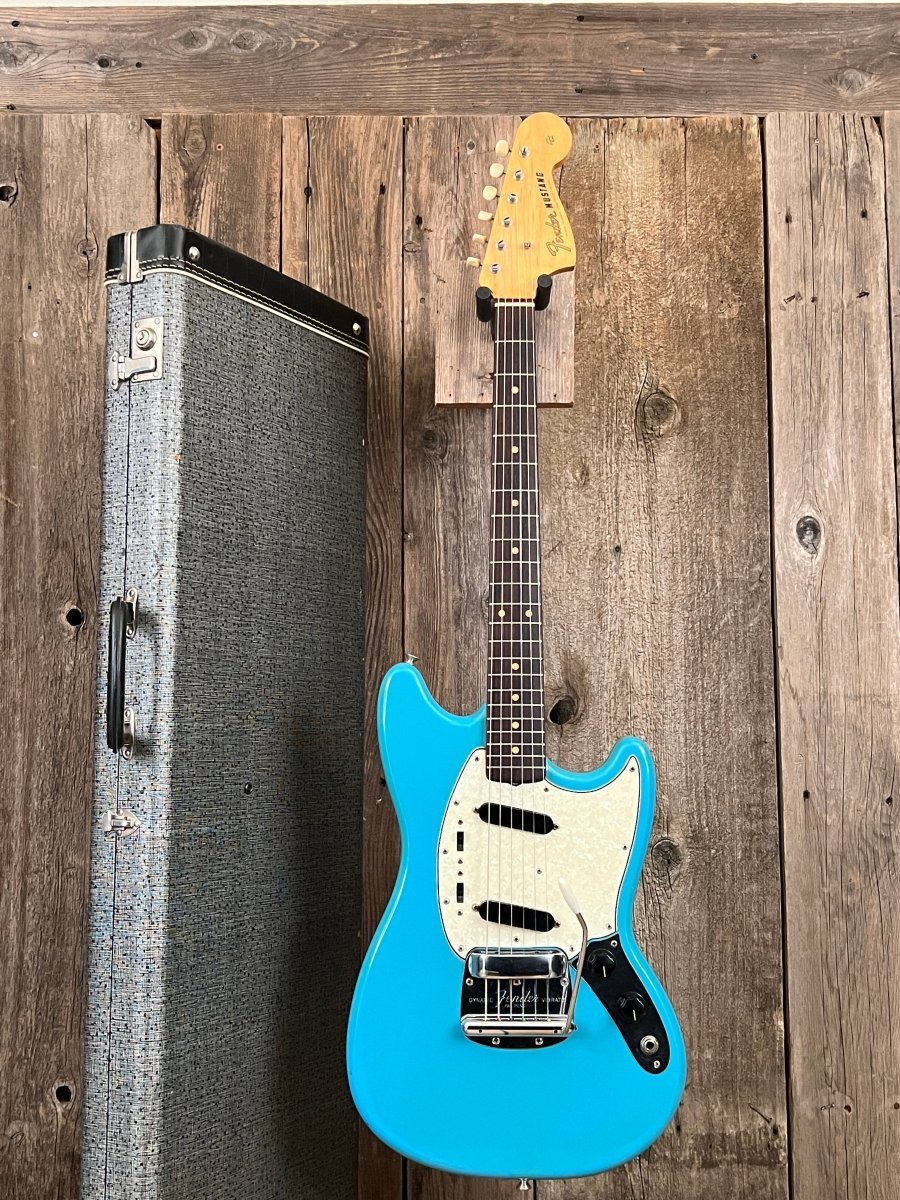 SOLD - Fender Mustang 1964 (pre CBS) Daphne Blue Clay Dots - Mahar's Vintage Guitars