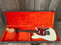 SOLD - Fender Mustang 1965 Olympic White with slab fretboard - Mahar's Vintage Guitars
