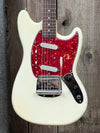 SOLD - Fender Mustang 1965 Olympic White with slab fretboard - Mahar's Vintage Guitars