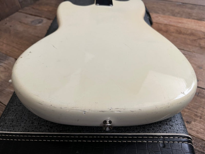 SOLD - Fender Mustang 1965 Olympic White with slab fretboard - Mahar's Vintage Guitars