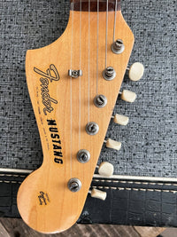 SOLD - Fender Mustang 1965 Olympic White with slab fretboard - Mahar's Vintage Guitars
