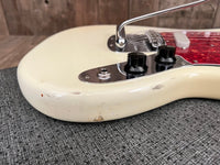 SOLD - Fender Mustang 1965 Olympic White with slab fretboard - Mahar's Vintage Guitars