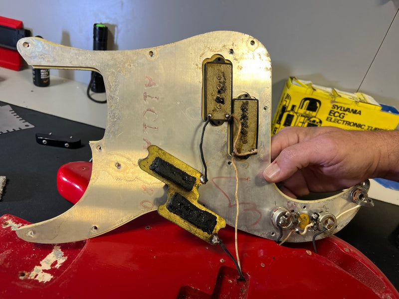 SOLD - Fender Precision Bass 1965 Fiesta Red L Plate Fiesta Red Body Only Refin 8lb 3oz - Mahar's Vintage Guitars