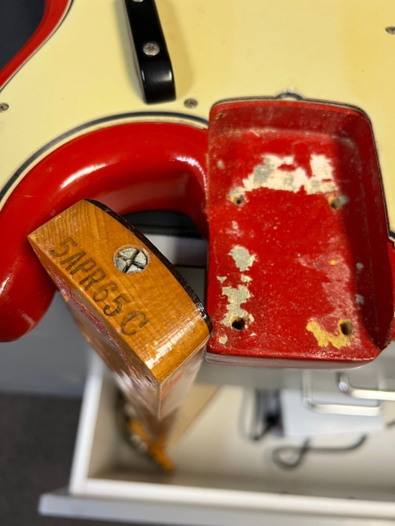 SOLD - Fender Precision Bass 1965 Fiesta Red L Plate Fiesta Red Body Only Refin 8lb 3oz - Mahar's Vintage Guitars