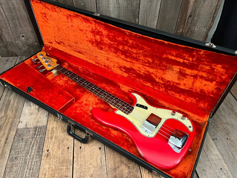 SOLD - Fender Precision Bass 1965 Fiesta Red L Plate Fiesta Red Body Only Refin 8lb 3oz - Mahar's Vintage Guitars