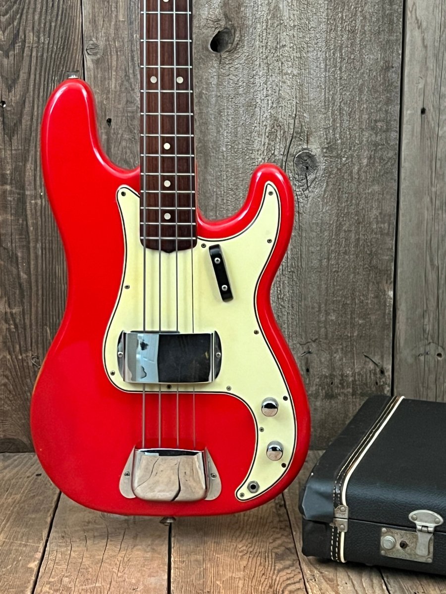 SOLD - Fender Precision Bass 1965 Fiesta Red L Plate Fiesta Red Body Only Refin 8lb 3oz - Mahar's Vintage Guitars