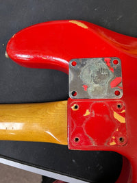 SOLD - Fender Precision Bass 1965 Fiesta Red L Plate Fiesta Red Body Only Refin 8lb 3oz - Mahar's Vintage Guitars