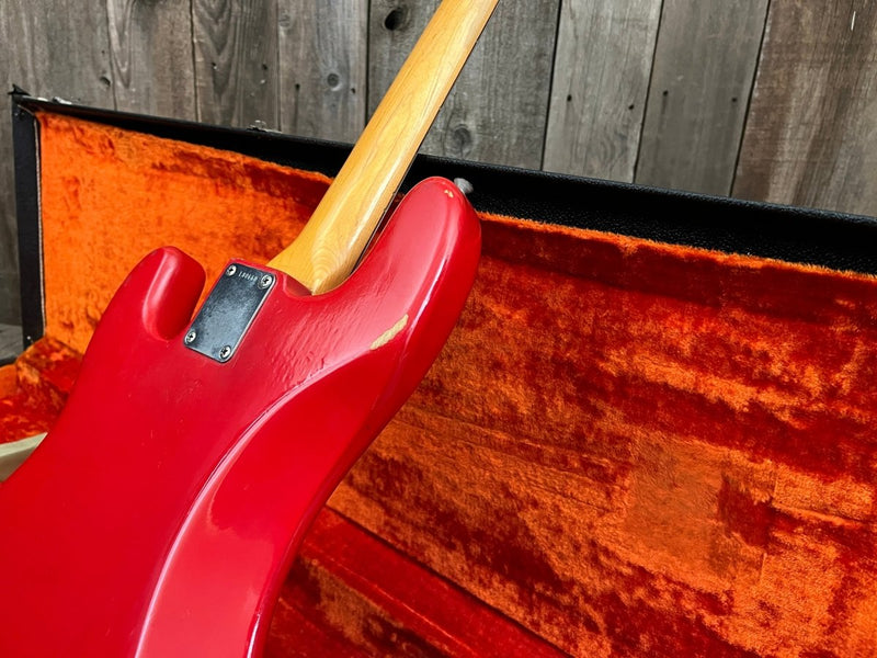 SOLD - Fender Precision Bass 1965 Fiesta Red L Plate Fiesta Red Body Only Refin 8lb 3oz - Mahar's Vintage Guitars
