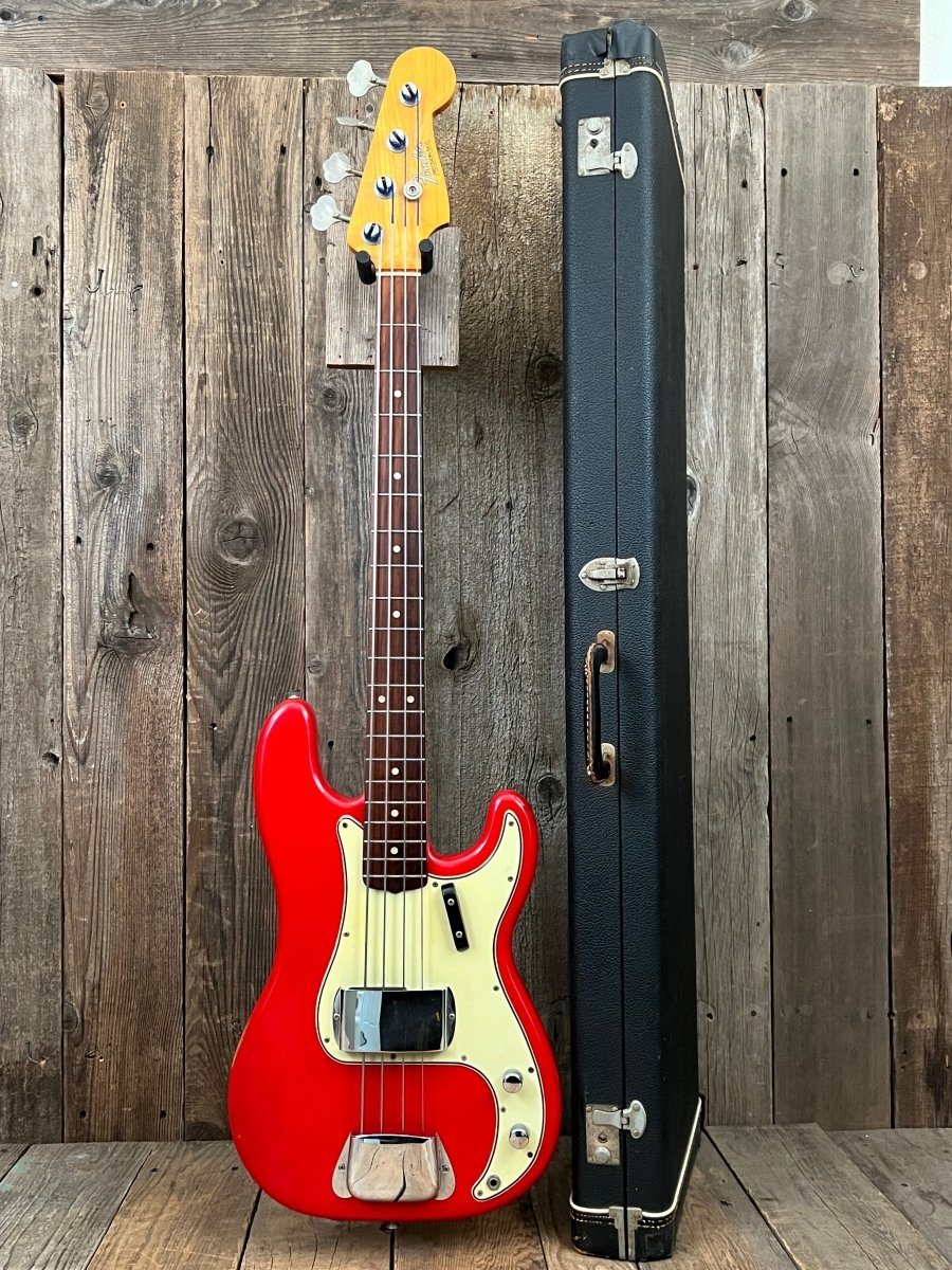 SOLD - Fender Precision Bass 1965 Fiesta Red L Plate Fiesta Red Body Only Refin 8lb 3oz - Mahar's Vintage Guitars