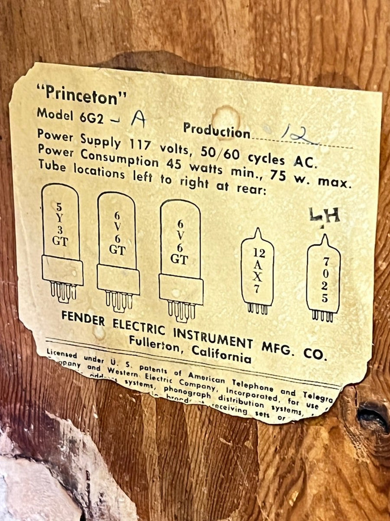 SOLD - Fender Princeton 6G2 1962 Brown Tolex - Mahar's Vintage Guitars