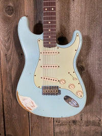 SOLD - Fender Stratocaster Custom Shop 1960 Relic 2006 Sonic Blue Matching Headstock - Mahar's Vintage Guitars