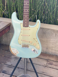 SOLD - Fender Stratocaster Custom Shop 1960 Relic 2006 Sonic Blue Matching Headstock - Mahar's Vintage Guitars