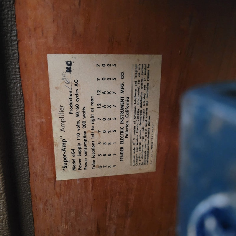 SOLD - Fender Super Amp 6G4 - A - 1961 - Mahar's Vintage Guitars