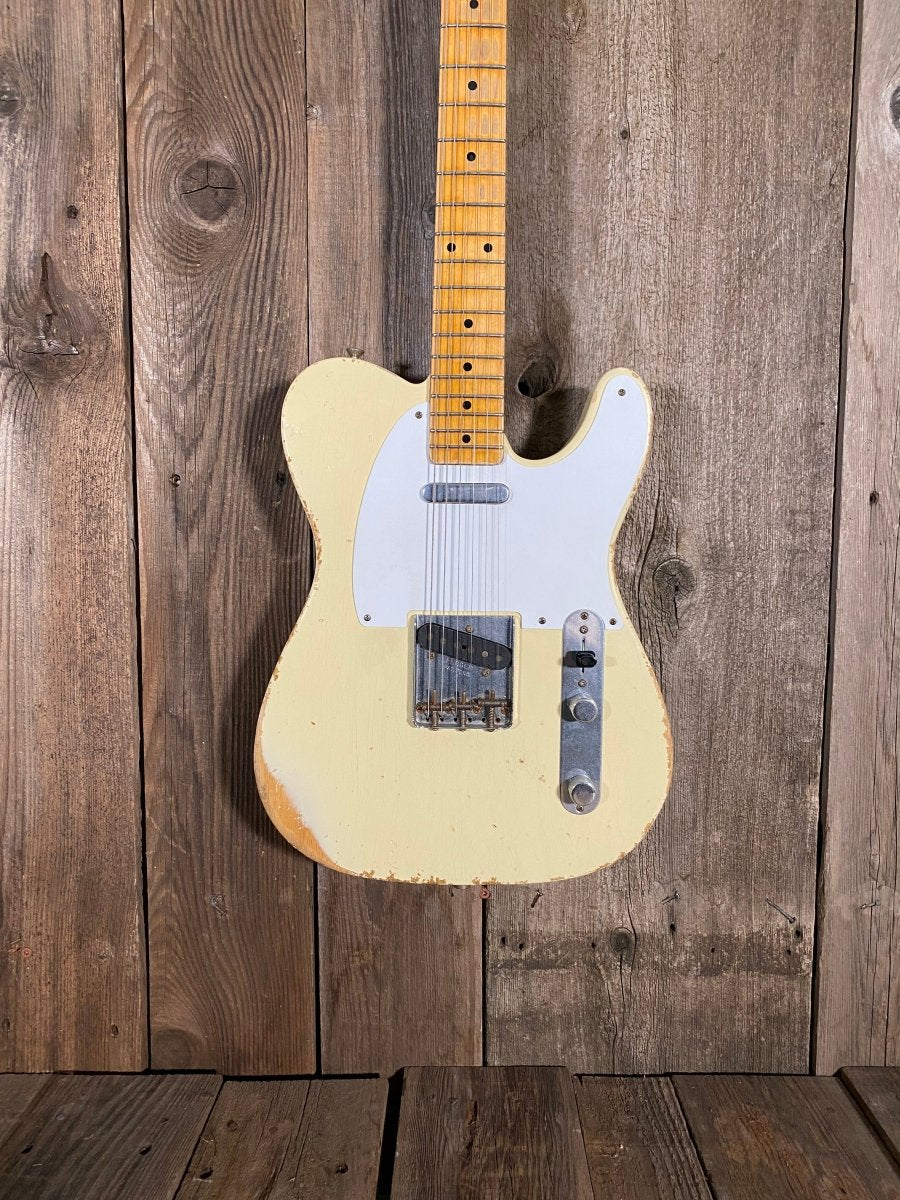 SOLD - Fender Telecaster Custom Shop 1958 Relic Rare White Finish 2008 6lb 3oz - Mahar's Vintage Guitars