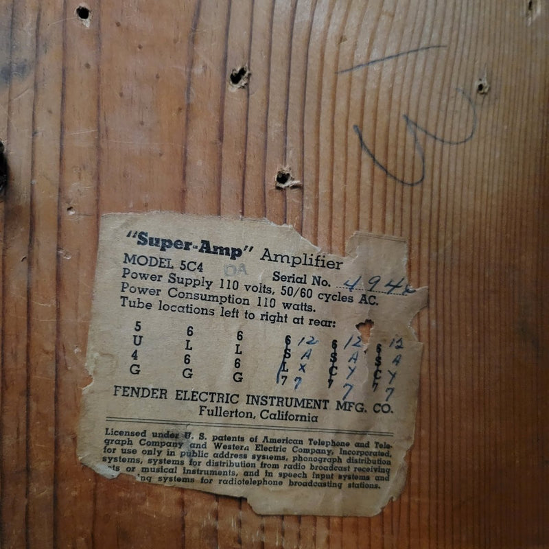 SOLD - Fender Tweed Super Wide Panel 5C4 - 1954 - Mahar's Vintage Guitars